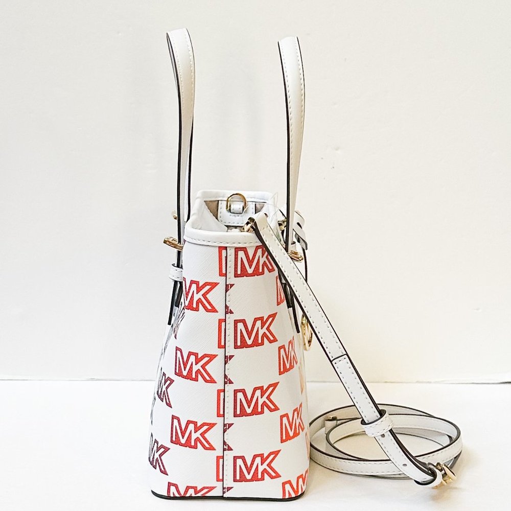 Michael Kors Jet Set XS Carryall Tote Satchel Shoulder Bag MK Rainbow White - Picture 5 of 13